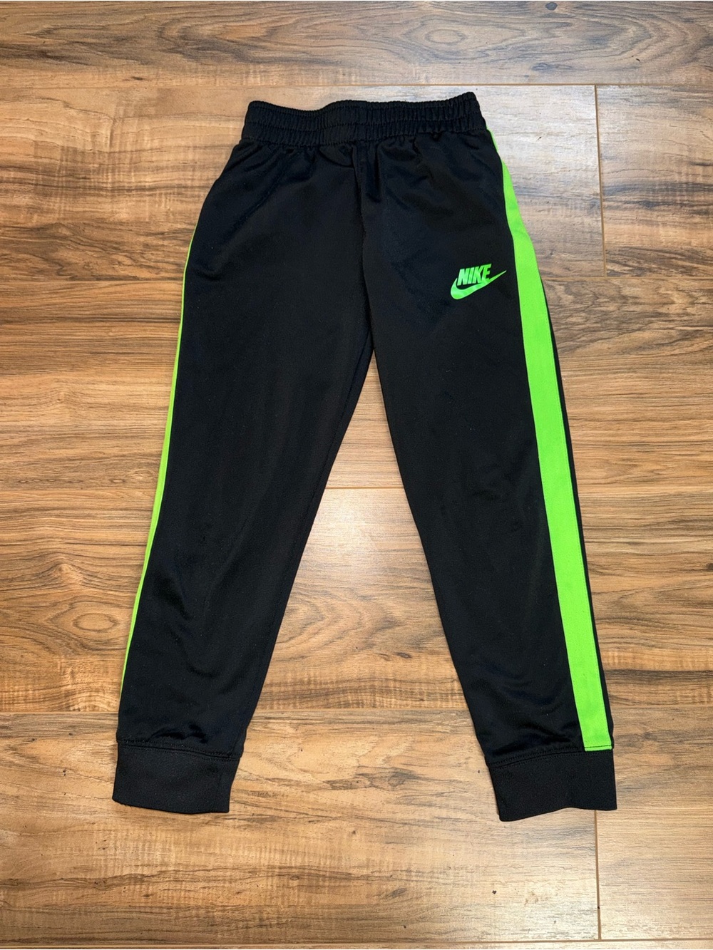 Nike Black Joggers with Neon Green Side Panels